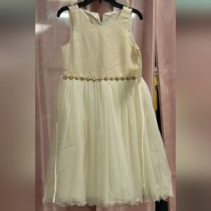 Elegant Cream Gold Kids princess Dress